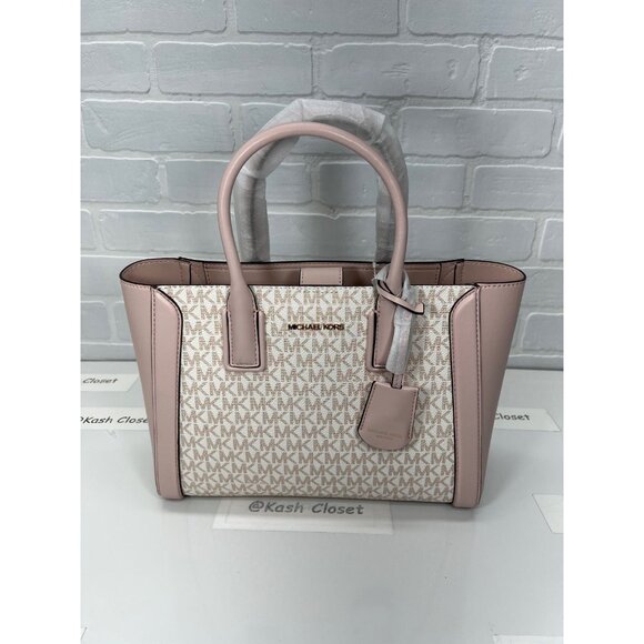 Michael Kors satchel MD purse ipad case kali shoulder bag opticwhite Rose Gold - Picture 2 of 12